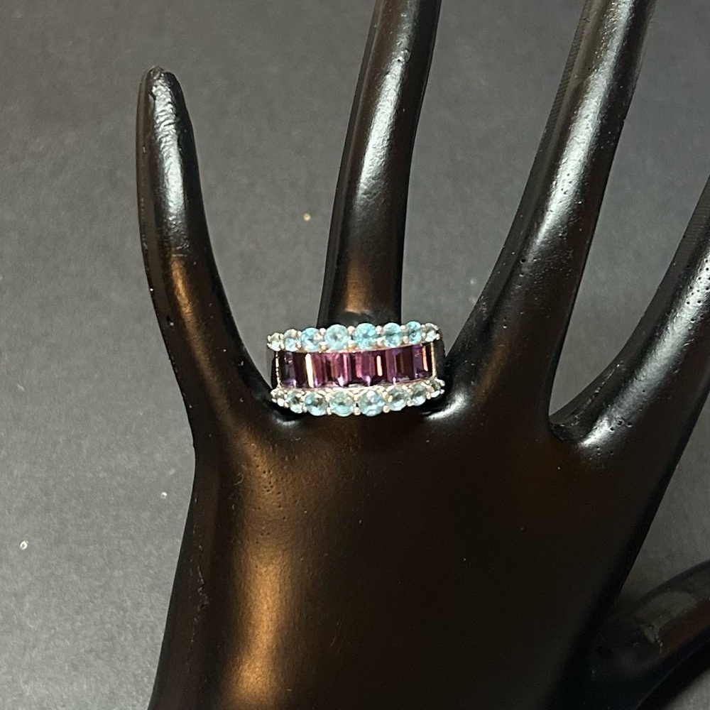 Gem Insider Sterling Amethyst & Swiss Blue Topaz Ring